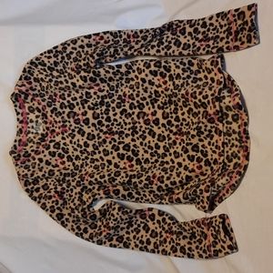 Cuddl duds top for girls, size M, brown animal print with pink stitching.